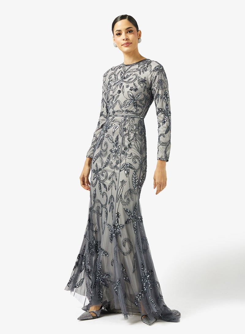 MARYISA Floral Print Pleated Maxi Dress - Image 1